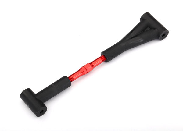Traxxas 6979R Wheelie Bar link, aluminum (red-anodized)/ Wheel (1)/ Axle (1)