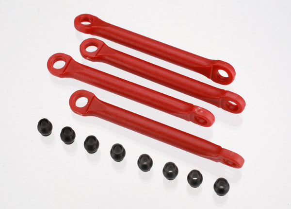 Traxxas 7018 Push rod (molded composite) (red) (4)/ hollow balls (8) - TRA7018
