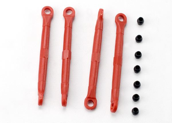 Traxxas 7038 Toe link, Front & Rear (molded composite) (red) (4)/ hollow balls (8) - TRA7038