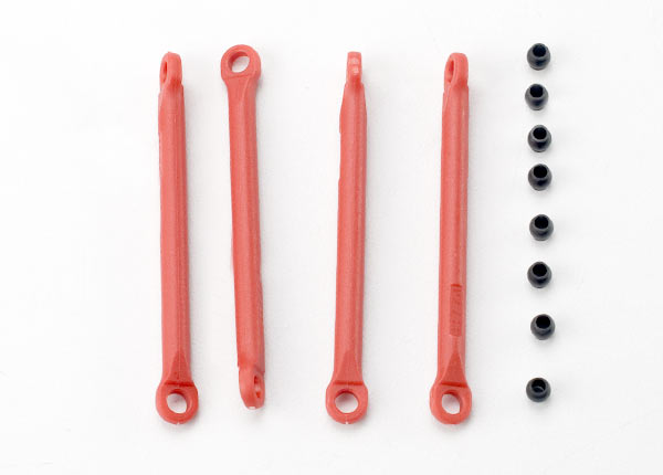 Traxxas 7118 Push rod (molded composite) (red) (4)/ hollow balls (8) - TRA7118