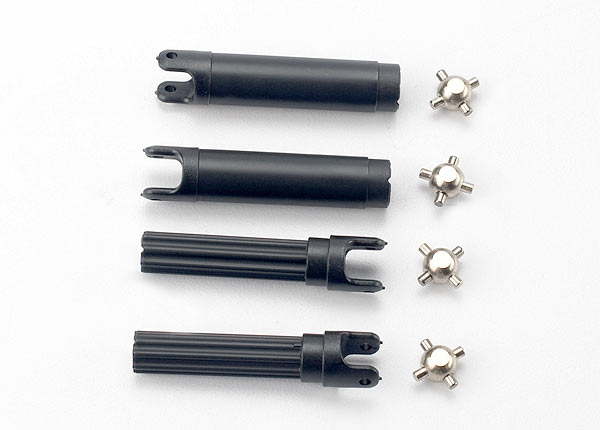 Traxxas 7150 Half shafts, left or right (internal splined half shaft (2)/external splined half shaft) (2))/ metal u-joints (4) - TRA7150