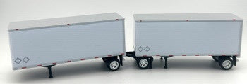 HO Logistics Replicas 28' Dry Van Combo - 2 Trailers, Dolly - Assembled -- White, Silver