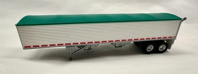 HO Logistics Replicas 39' Covered Grain Trailer - Assembled -- White with Green Tarp