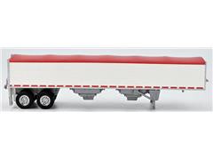 HO Logistics Replicas 39' Covered Grain Trailer - Assembled -- White with Red Tarp