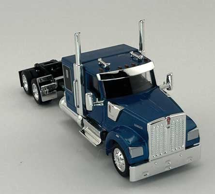 HO Logistics Replicas Kenworth 990 Flat-Top Sleeper-Cab Semi Tractor - Assembled -- Metallic Blue