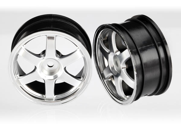 Traxxas 7374X Wheels , Volk Racing TE37 (satin chrome / chrome) (2) - TRA7374X