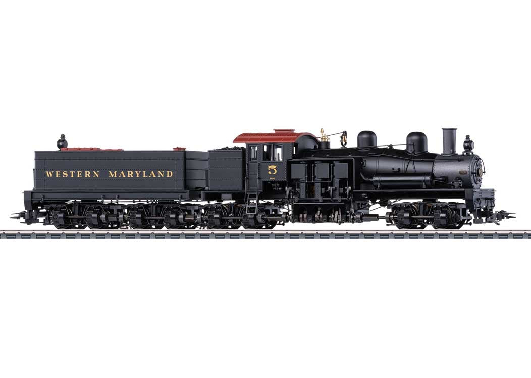 Trix HO Class D 4-Truck Shay - Sound, Smoke and DCC -- Western Maryland #5 (1940s, black, graphite, Tuscan)