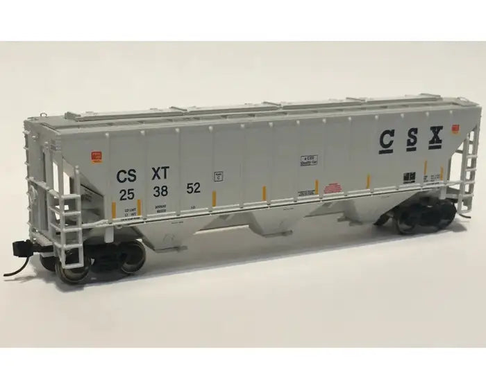 Pullman-Standard PS2-CD 4427 High-Side Covered Hopper - Ready to Run -- CSX 1 (gray, black, yellow conspicuity marks)