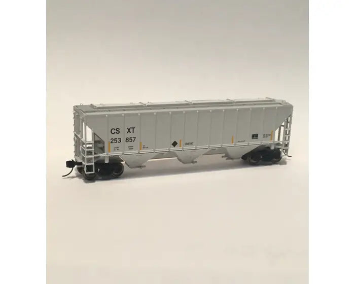 Pullman-Standard PS2-CD 4427 High-Side Covered Hopper - Ready to Run -- CSX 2 (gray, black, yellow conspicuity marks, no logo)