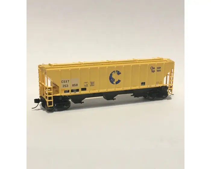 Pullman-Standard PS2-CD 4427 High-Side Covered Hopper - Ready to Run -- CSX 3 (Ex-Chessie, yellow, blue, black)