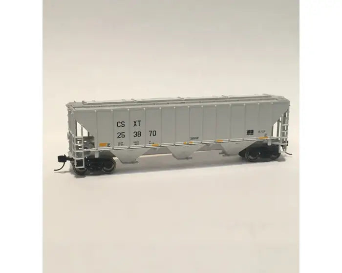 Pullman-Standard PS2-CD 4427 High-Side Covered Hopper - Ready to Run -- CSX 6 (gray, black, yellow conspicuity marks, no logo)