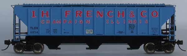 Trainworx N Pullman-Standard PS2-CD 4427 High-Side Covered Hopper - Ready to Run -- I.H. French TLDX #6854 (blue, black, red)