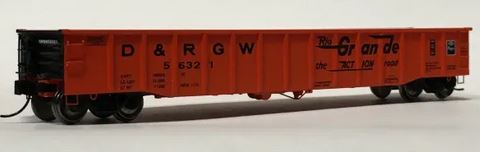 Trainworx Thrall 52' 6" Steel Gondola - Ready to Run -- Denver & Rio Grande Western 21 (orange, black, Action Road Slogan) - 744-2520121