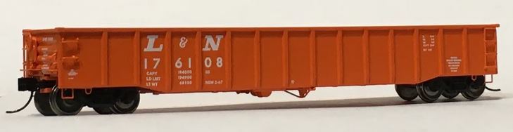 Trainworx Thrall 52' 6" Steel Gondola - Ready to Run -- Louisville & Nashville 9 (light brown, white) - 744-2520909