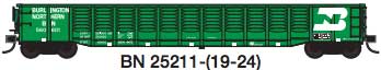 Trainworx 52'6" Corrugated Gondola - Ready to Run -- Burlington Northern #4 (Cascade Green, white) - 744-2521122