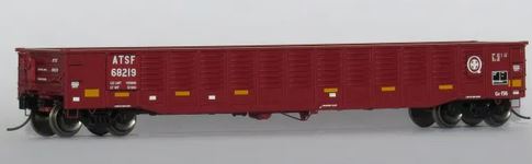 Trainworx 52'6" Corrugated Gondola - Ready to Run -- Santa Fe #14 (Boxcar Red, Yellow Conspicuity Marks; Q Logo, Version 1) - 744-2522514