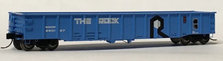 Trainworx Thrall 52' 6" Steel Gondola - Ready to Run -- Rock Island 23 (blue, black, white) - 744-2524323
