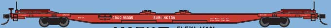 Trainworx Mark IV Flexi-Van Flatcar - Ready to Run -- Chicago, Burlington & Quincy 2 (red) - 744-2840402