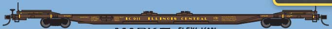 Trainworx Mark IV Flexi-Van Flatcar - Ready to Run -- Illinois Central 2 (brown, yellow) - 744-2840602
