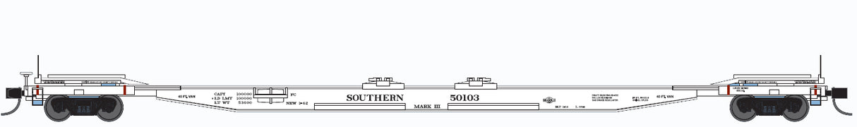 Trainworx Mark III Flexi-Van Flatcar - Ready to Run -- Southern Railway 1 (white) - 744-2843501