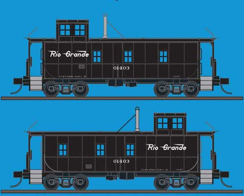Trainworx N DRGW 1400-Series Steel Cupola Caboose - Ready to Run -- Denver & Rio Grande Western #01403 (black, Flying Grande Logo)