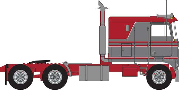 Trainworx N 1970s Kenworth K100 Salem Tractor w/VIT Flat-Top Sleeper Cab - Assembled -- Red, Gray