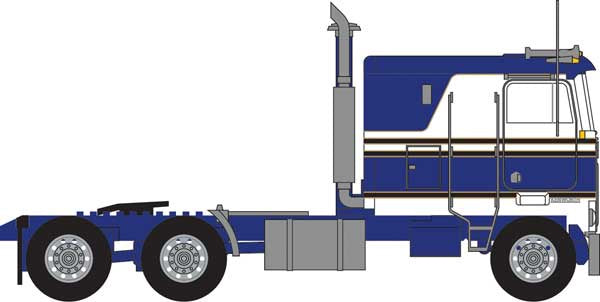 Trainworx N 1970s Kenworth K100 Salem Tractor w/VIT Flat-Top Sleeper Cab - Assembled -- Blue, White