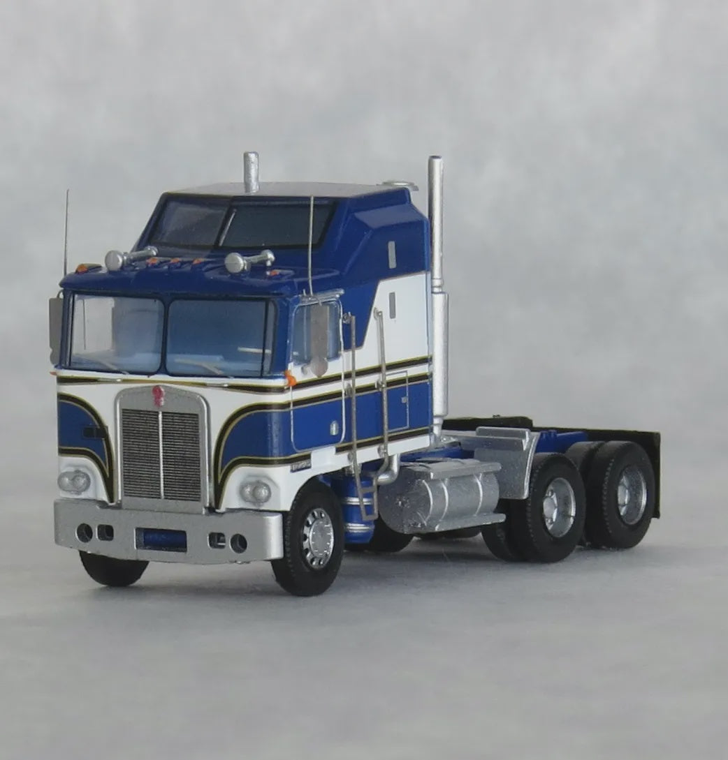 Trainworx N 1970s Kenworth K100 Salem Tractor w/Aerodyne Sleeper Cab - Assembled -- Blue, White