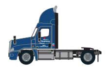 Freightliner Cascadia Raised-Roof 2-Axle Semi Tractor - Assembled -- Yellow Roadway #2 (blue)