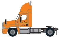 Freightliner Cascadia Raised-Roof 2-Axle Semi Tractor - Assembled -- Yellow #3 (orange, Yellow Logo)