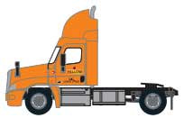 Freightliner Cascadia Raised-Roof 2-Axle Semi Tractor - Assembled -- Yellow #4 (orange, Yellow Logo)