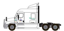 Freightliner Cascadia Mid-Roof Tractor - Assembled -- YRC Freight #3 (white, orange, blue)