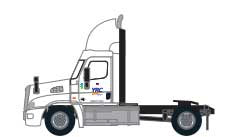 Freightliner Cascadia Raised-Roof 2-Axle Semi Tractor - Assembled -- YRC Freight #7 (white, orange, blue)