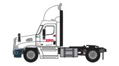 Freightliner Cascadia Raised-Roof 2-Axle Semi Tractor - Assembled -- XPO Logistics #2 (white, red)