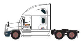 Freightliner Cascadia Raised-Roof 3-Axle Semi Tractor - Assembled -- Estes #6 (white, red)