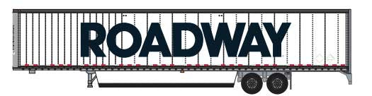 Trainworx N Hyundai 53' Dry Van Semi Trailer with Skirts - Assembled -- Roadway #1 (white, black; Billboard Block Lettering)