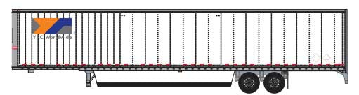 Trainworx N Hyundai 53' Dry Van Semi Trailer - Assembled -- YRC Worldwide #1 (white, orange, blue, gray)