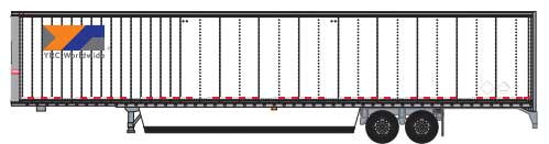 Trainworx N Hyundai 53' Dry Van Semi Trailer - Assembled -- YRC Worldwide #2 (white, orange, blue, gray)