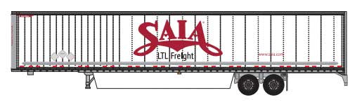 Trainworx N Hyundai 53' Dry Van Semi Trailer with Skirts - Assembled -- Saia #2 (white, red; "LTL Freight"; website)