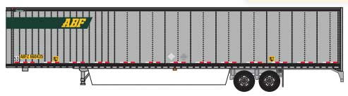 Trainworx N Hyundai 53' Dry Van Semi Trailer with Skirts - Assembled -- ABFZ #1 (gray, green, yellow; Logo in Upper Front)