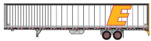 Trainworx N Hyundai 53' Dry Van Semi Trailer - Assembled -- Estes #2 (white, yellow; Large E Logo)
