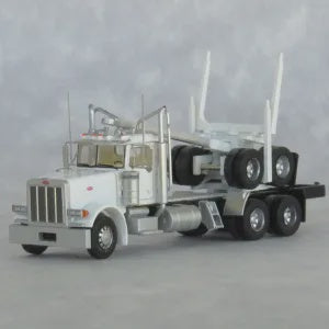Trainworx N Peterbilt 379 Log Truck with Trailer - Assembled -- White, Black