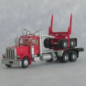 Trainworx N Peterbilt 379 Log Truck with Trailer - Assembled -- Red, Black