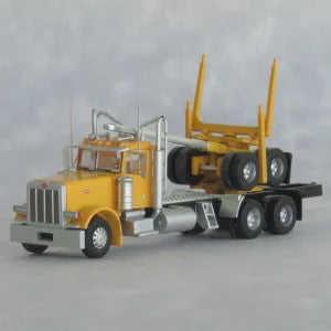 Trainworx N Peterbilt 379 Log Truck with Trailer - Assembled -- Yellow, Black