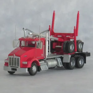 Trainworx N Kenworth T800 Log Truck with Trailer - Assembled -- Red, Black
