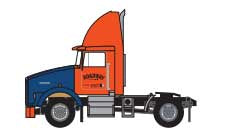 Trainworx N Kenworth T800 LNG 3-Axle Tractor Only - Assembled -- Roadway #2 (blue, orange)