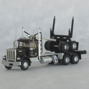Trainworx N Kenworth W900 Log Truck with Trailer - Assembled -- Black