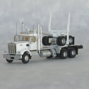Trainworx N Kenworth W900 Log Truck with Trailer - Assembled -- White, Black