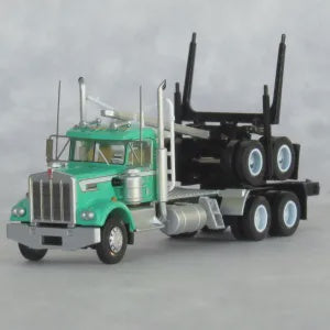Trainworx N Kenworth W900 Log Truck with Trailer - Assembled -- Jack Buell (green, white)