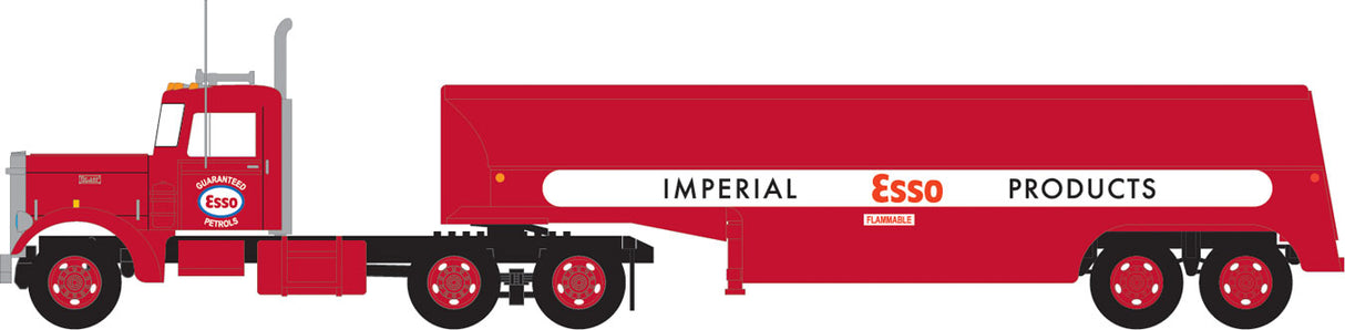 Trainworx Peterbilt 350 Tractor w/32' Tank Trailer - Assembled -- Esso (red, white) - 744-55015